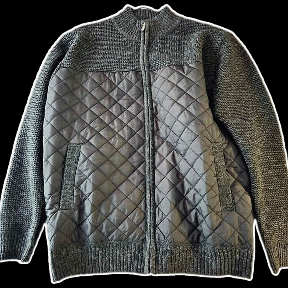 Men's Gray Quilted Sweater
